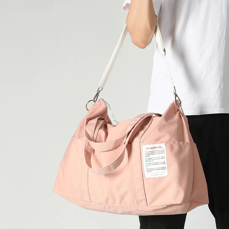 Foldable Canvas Gym Tote Bag - Waterproof Large Capacity Duffle