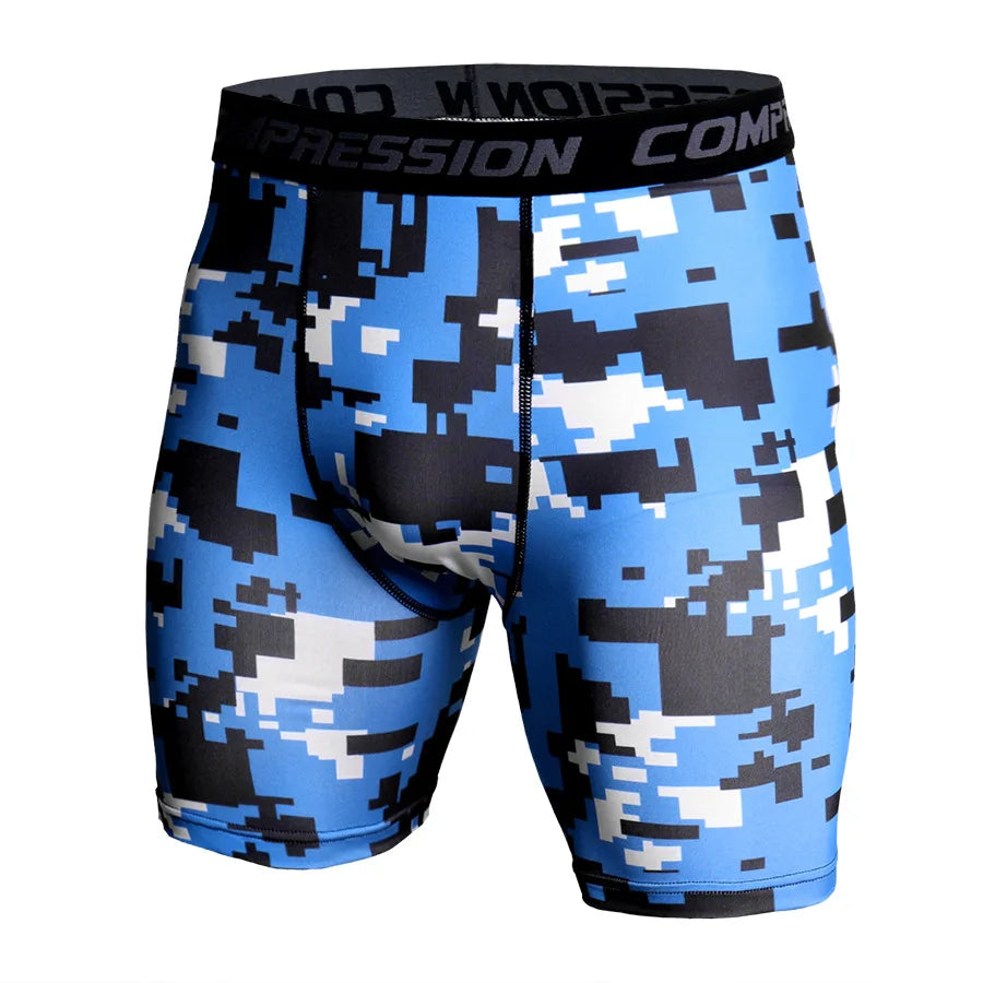 Men's Compression Shorts - 3D Camo Print Performance Tights for Gym & Running