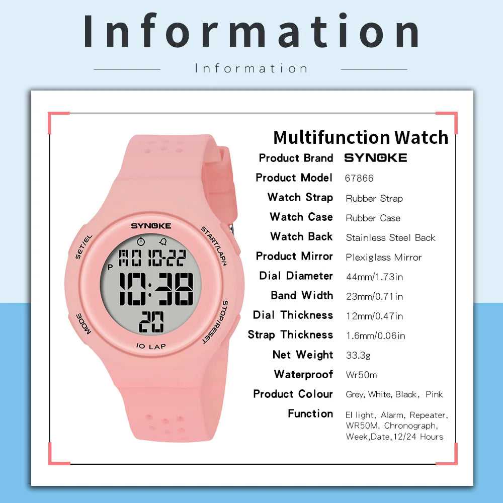 SYNOKE Ultra-Thin Digital Sport Watch - Waterproof Swimming Watch