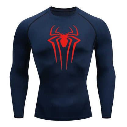 Men's Spider Print Long Sleeve Compression Shirt