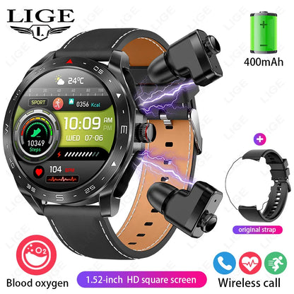 LIGE 2-in-1 Smart Watch with Earbuds - AMOLED Fitness Tracker
