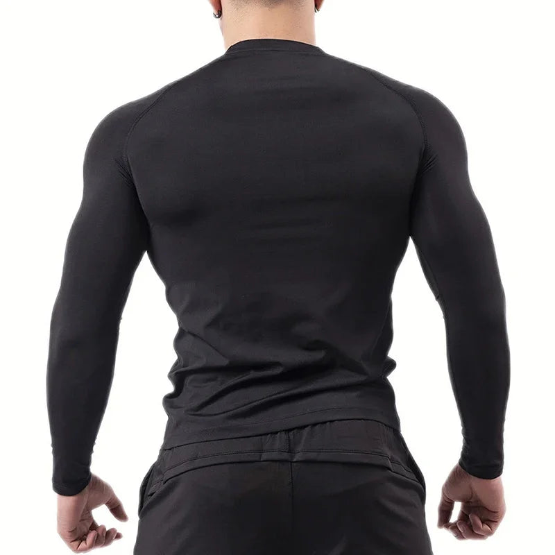Men's Spider Print Long Sleeve Compression Shirt