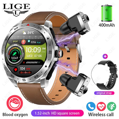 LIGE 2-in-1 Smart Watch with Earbuds - AMOLED Fitness Tracker